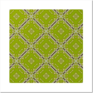 Lime Green Background with Maroon Diamond Pattern - WelshDesignsTP003 Posters and Art